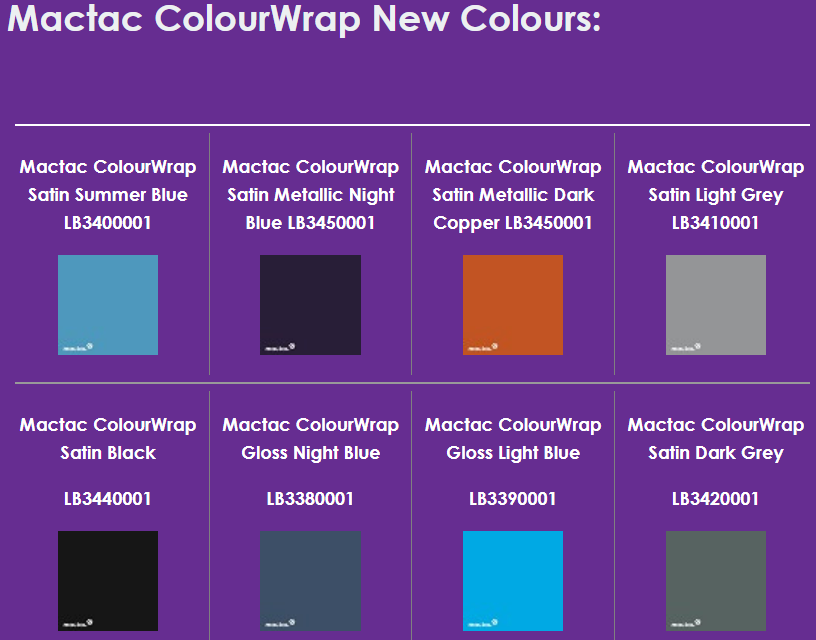 Mactac Color Mejoras en la serie Mactac ColourWrap - Breoglas plásticos